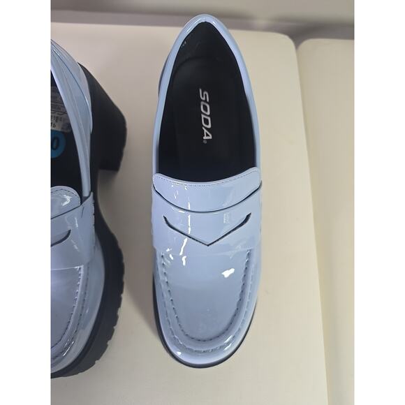 Soda Platform Patent Baddie Penny Loafers Baby Powder Blue Womens 10 Punk - Picture 4 of 9
